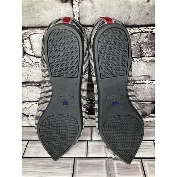 Rothy’s The Point Retired Grey Zebra Fabric Stripe Flats Women Sz 9.5M US/41EU - Picture 14 of 16